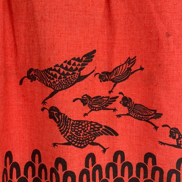 Vintage Harwood Steiger “Six Quail” Silk Screened Cotton Cocktail Party Dress - Picture 5 of 10